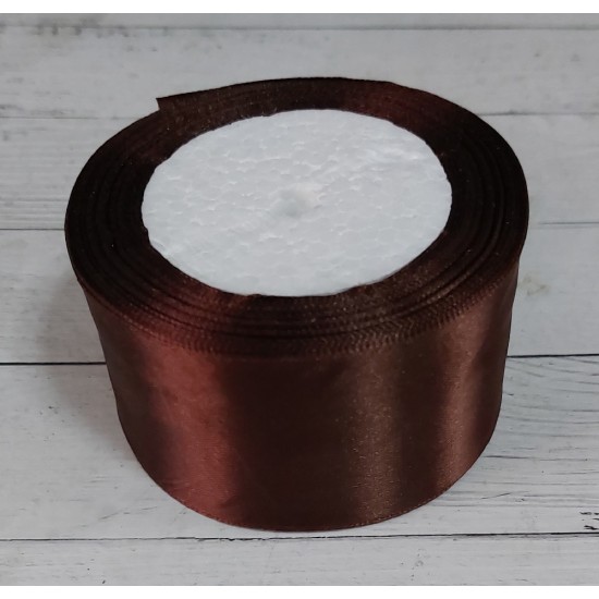 ОПТ Ленты атласные однотонные 5 см*25 ярдов цв. коричневый, цена за катушку